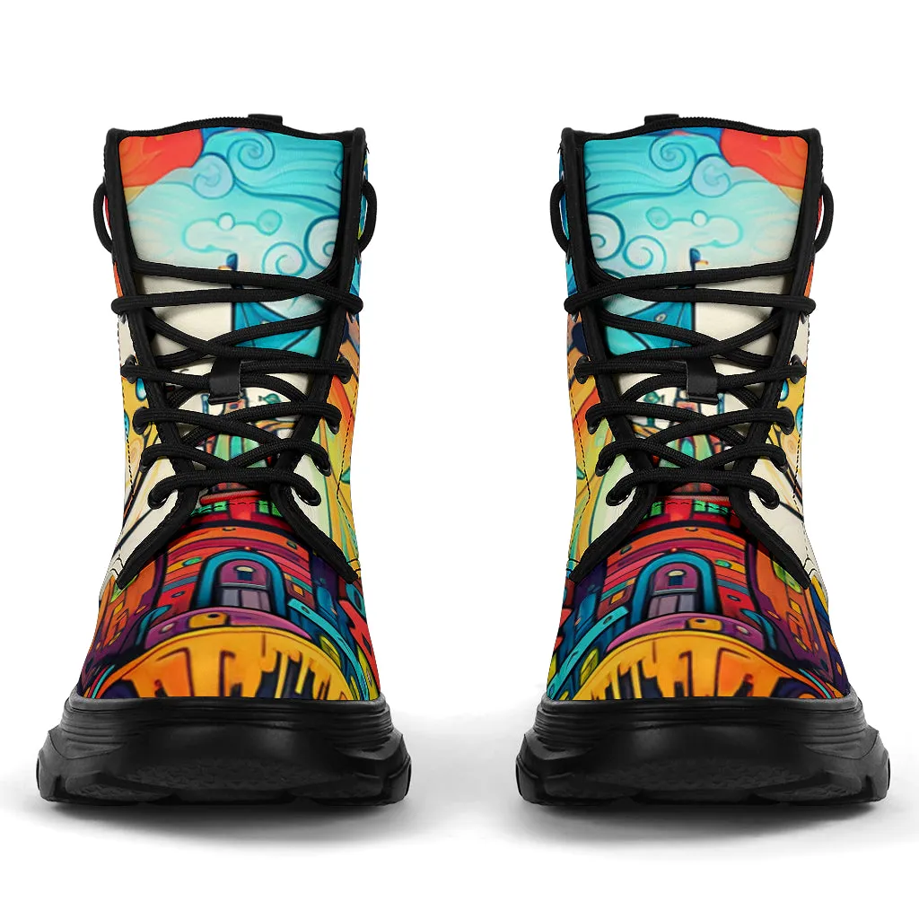 Happy Doodle Chunky Boots