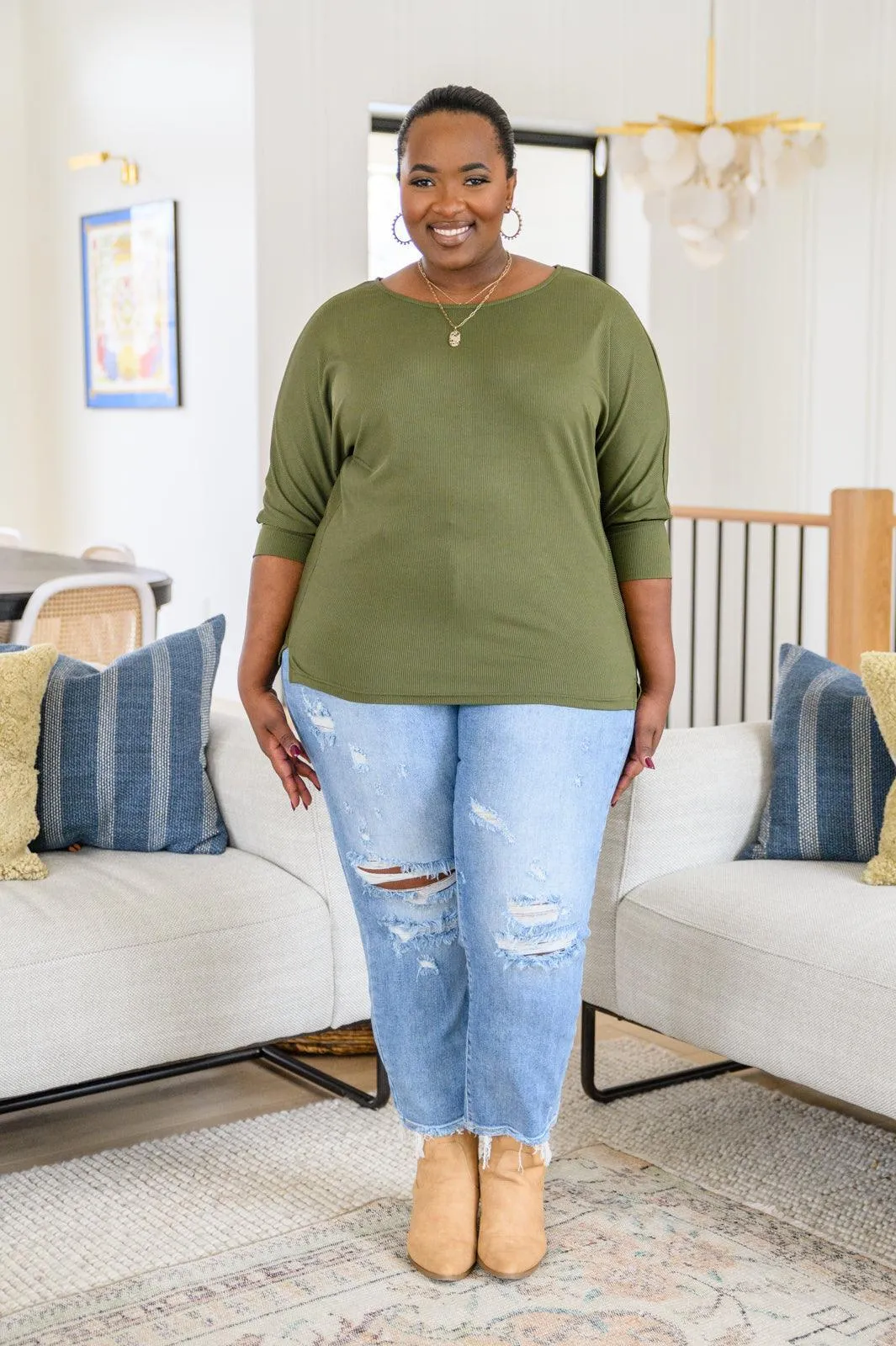 Hazel Blues® | A Day Together Long Sleeve Top in Olive
