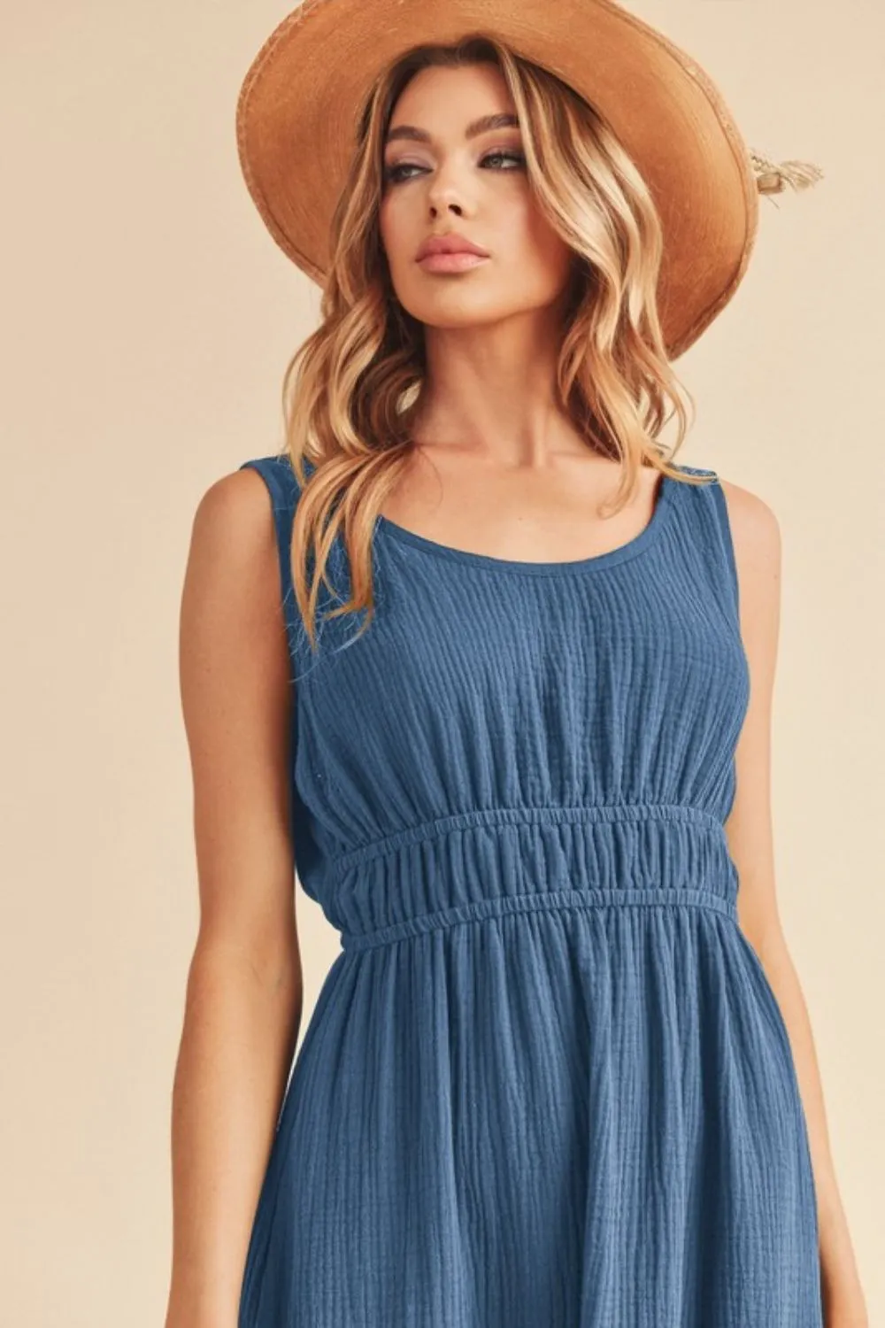 Hazel Blues® |  Aemi   Co Side Slit Round Neck Sleeveless Tank Dress