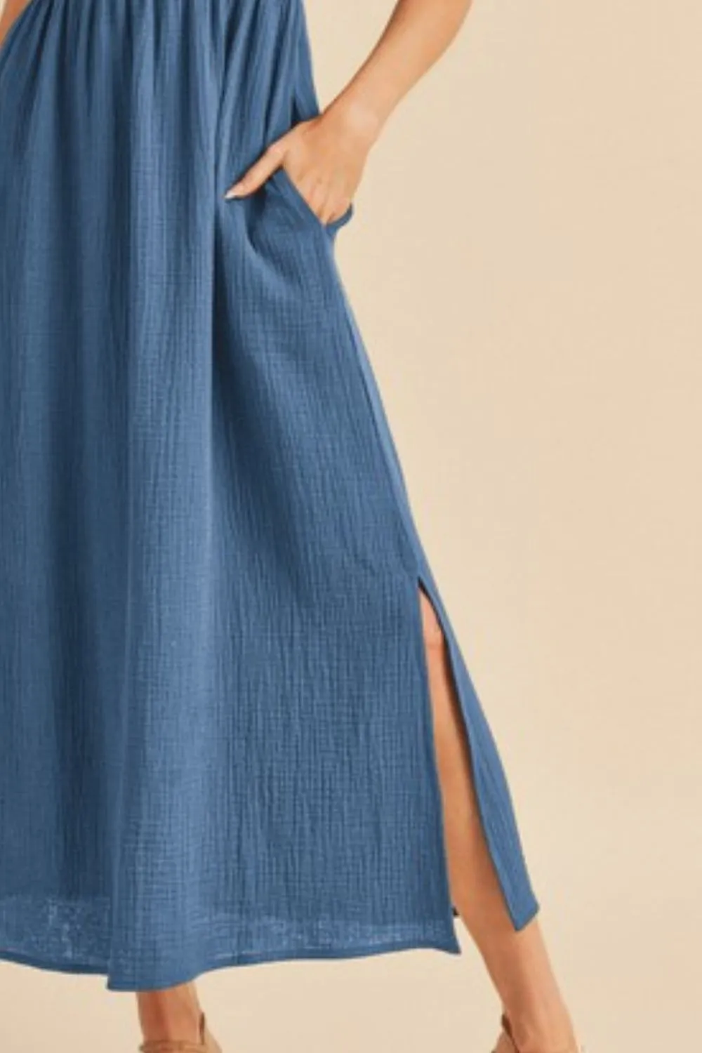 Hazel Blues® |  Aemi   Co Side Slit Round Neck Sleeveless Tank Dress