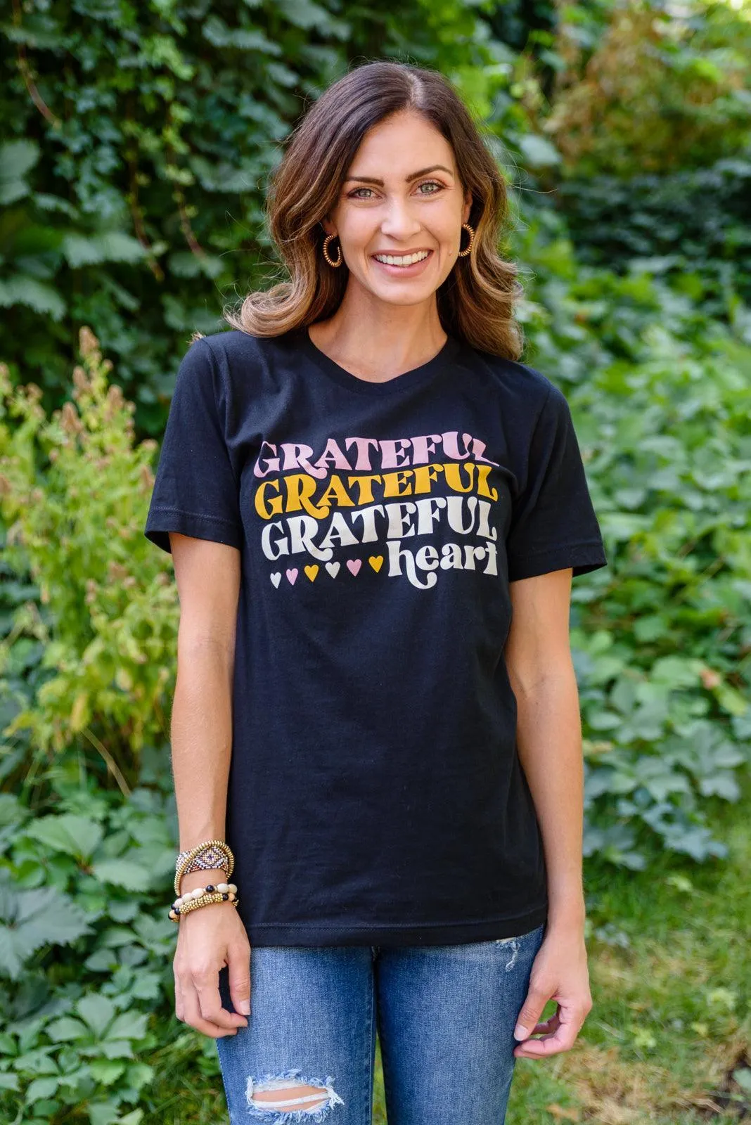 Hazel Blues® | Grateful Heart Graphic T-Shirt In Black