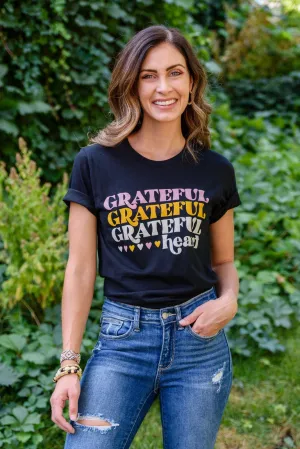 Hazel Blues® | Grateful Heart Graphic T-Shirt In Black