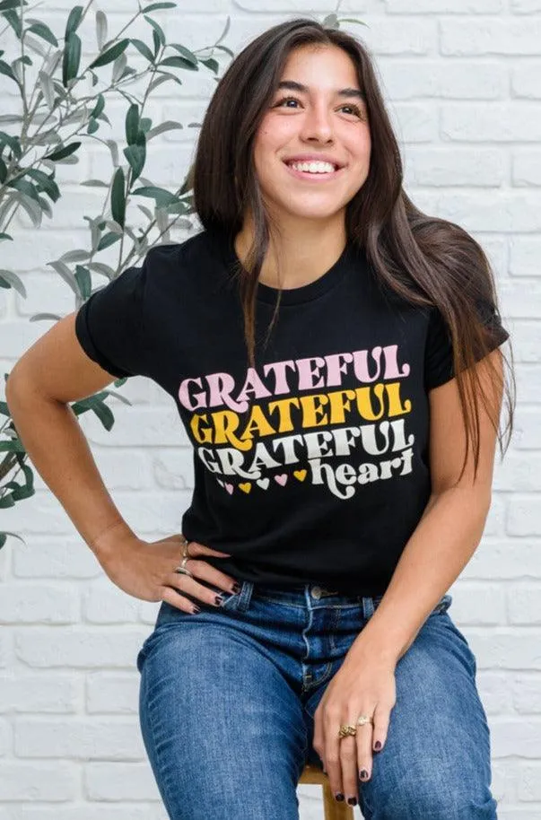 Hazel Blues® | Grateful Heart Graphic T-Shirt In Black