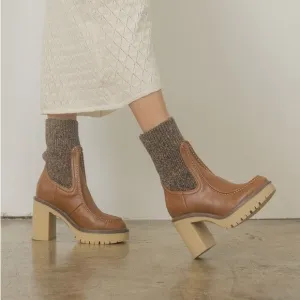 Heeled Platform Sweater Sock Boots - Oasis Society