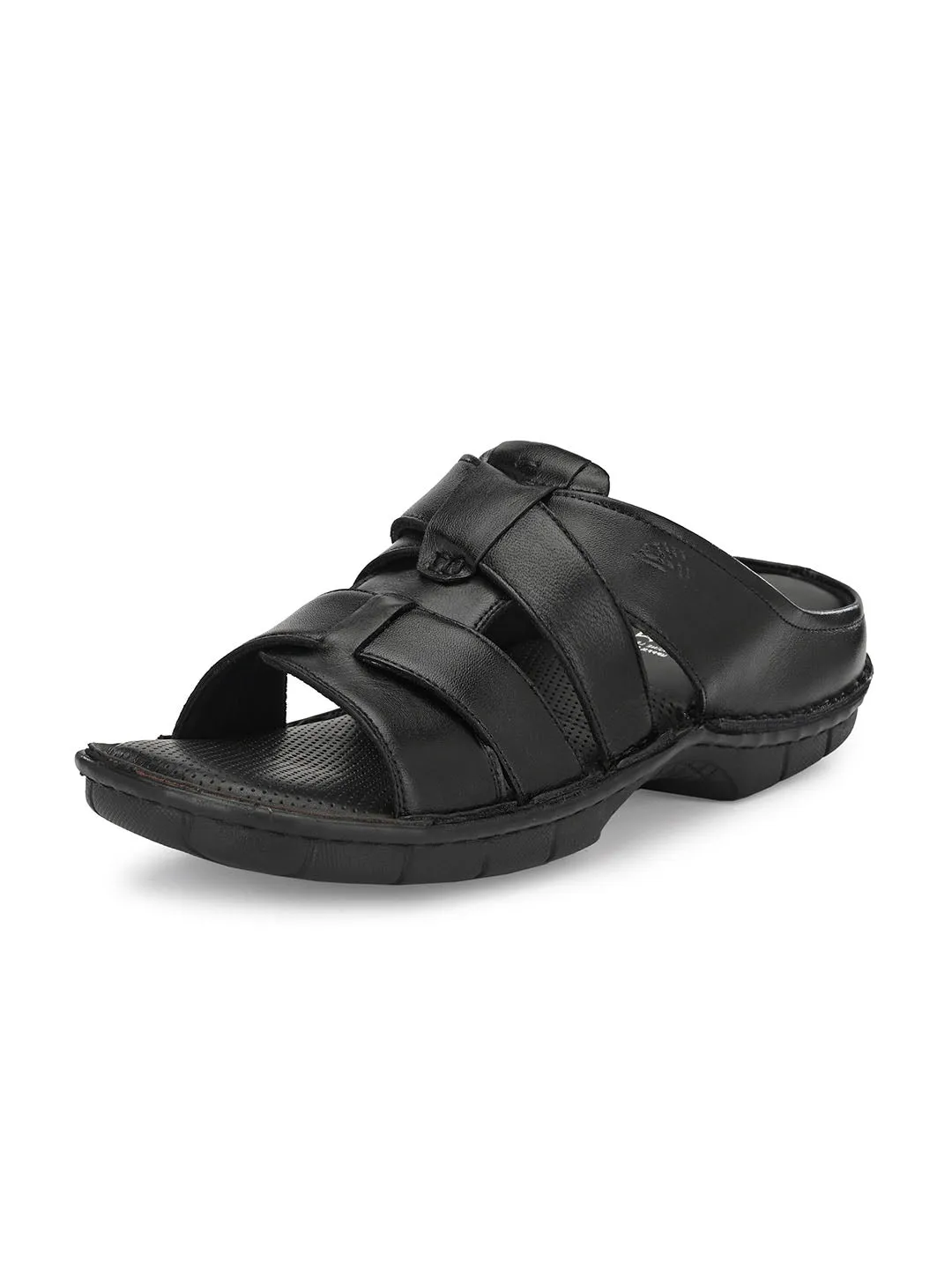 HITZ9614 Men's Black Leather Casual Open Slipper