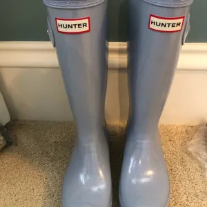 Hunter Girl youth size us6 boots blue glitter
