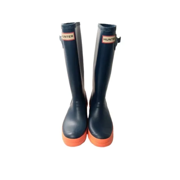 Hunter Original Kids Rain Boots Size US 5B / 6G Navy &amp; Orange