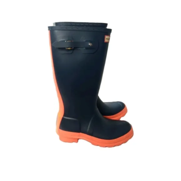 Hunter Original Kids Rain Boots Size US 5B / 6G Navy &amp; Orange