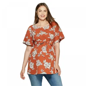 Isabel Maternity by Ingrid & Isabel Floral Print Elbow Sleeve Crepe Blouse