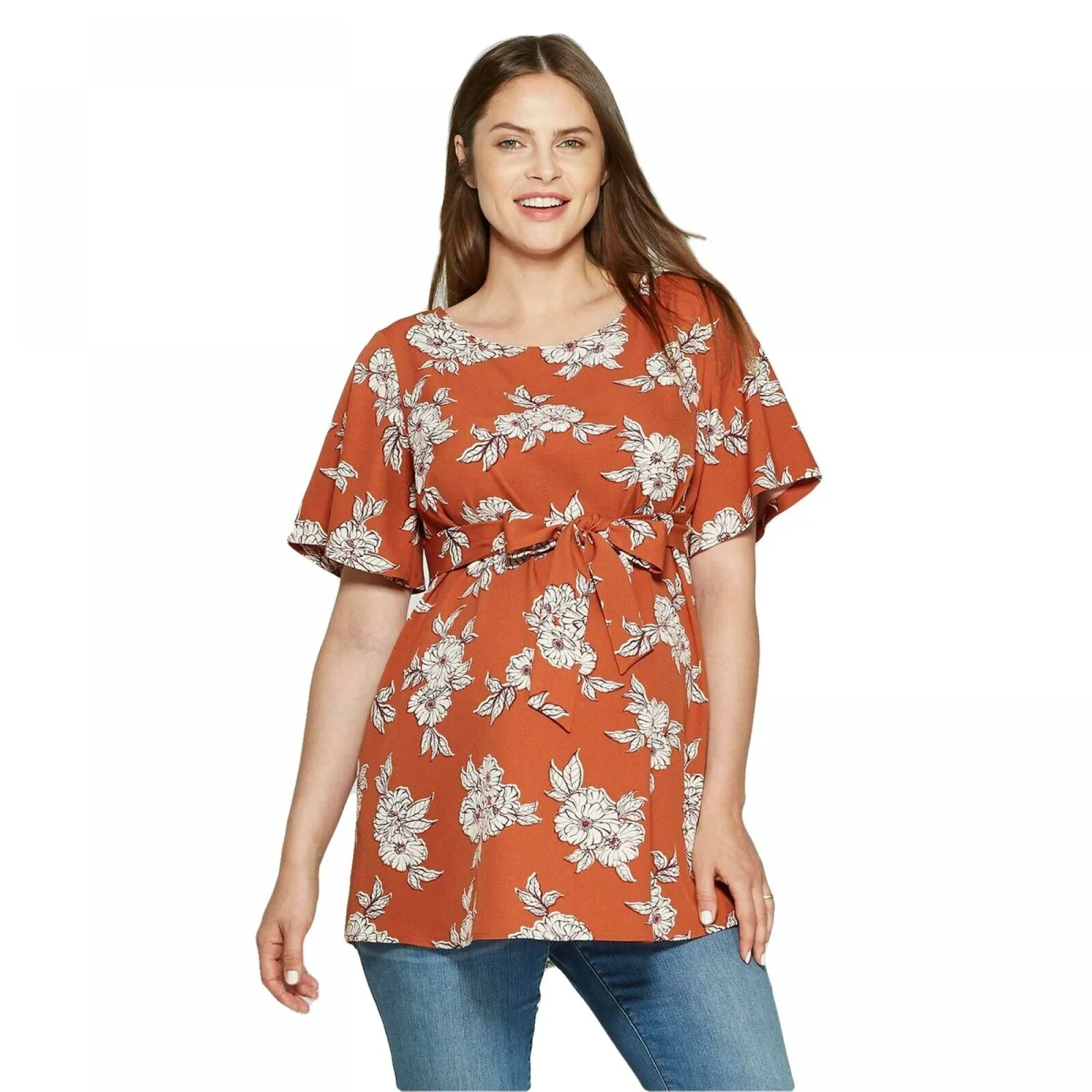 Isabel Maternity by Ingrid & Isabel Floral Print Elbow Sleeve Crepe Blouse