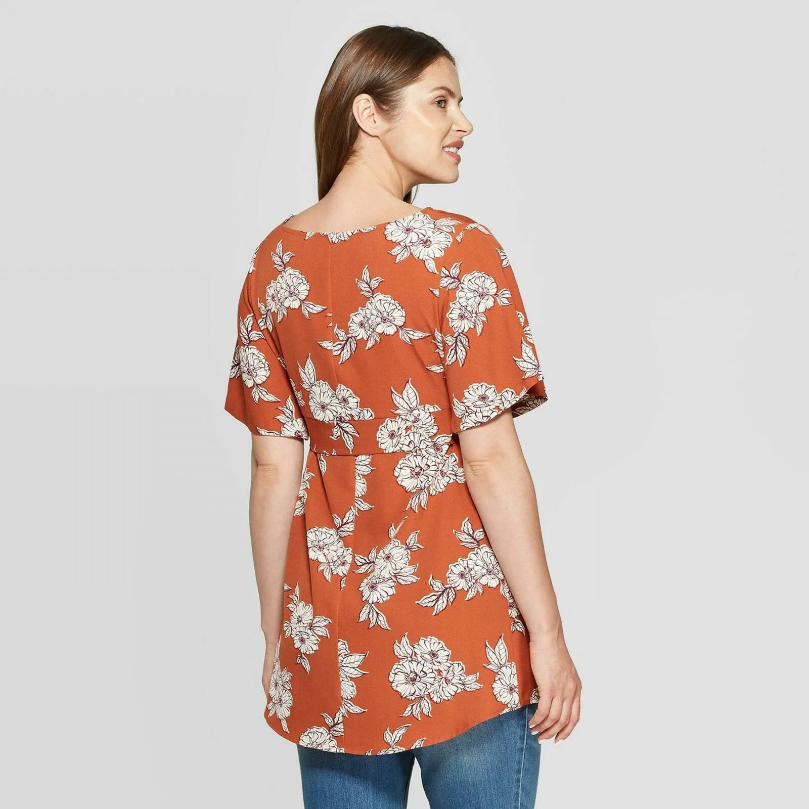 Isabel Maternity by Ingrid & Isabel Floral Print Elbow Sleeve Crepe Blouse