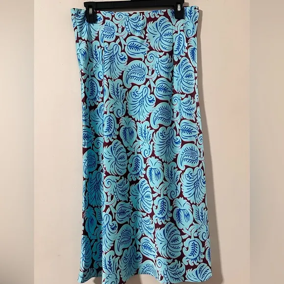 J.CREW MARCO PAISLEY PULL-ON SLIP SKIRT