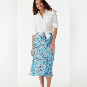J.CREW MARCO PAISLEY PULL-ON SLIP SKIRT