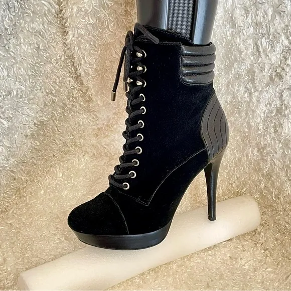 Jessica Simpson Genuine Suede Leather lace up platform black ankle boots size 8