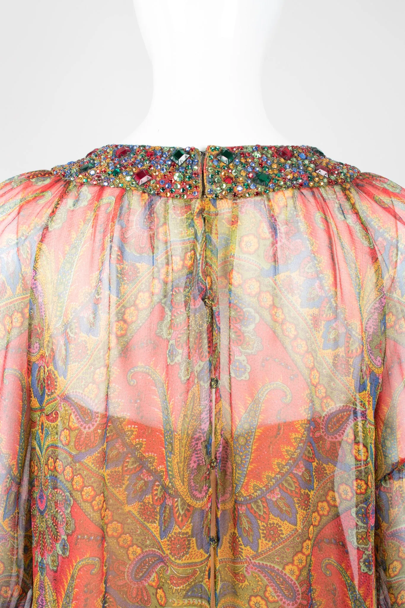 Jeweled Paisley Chiffon Dress
