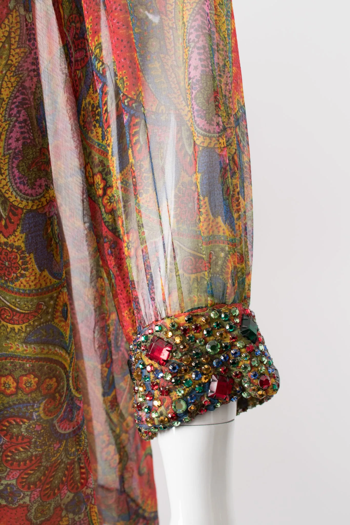 Jeweled Paisley Chiffon Dress