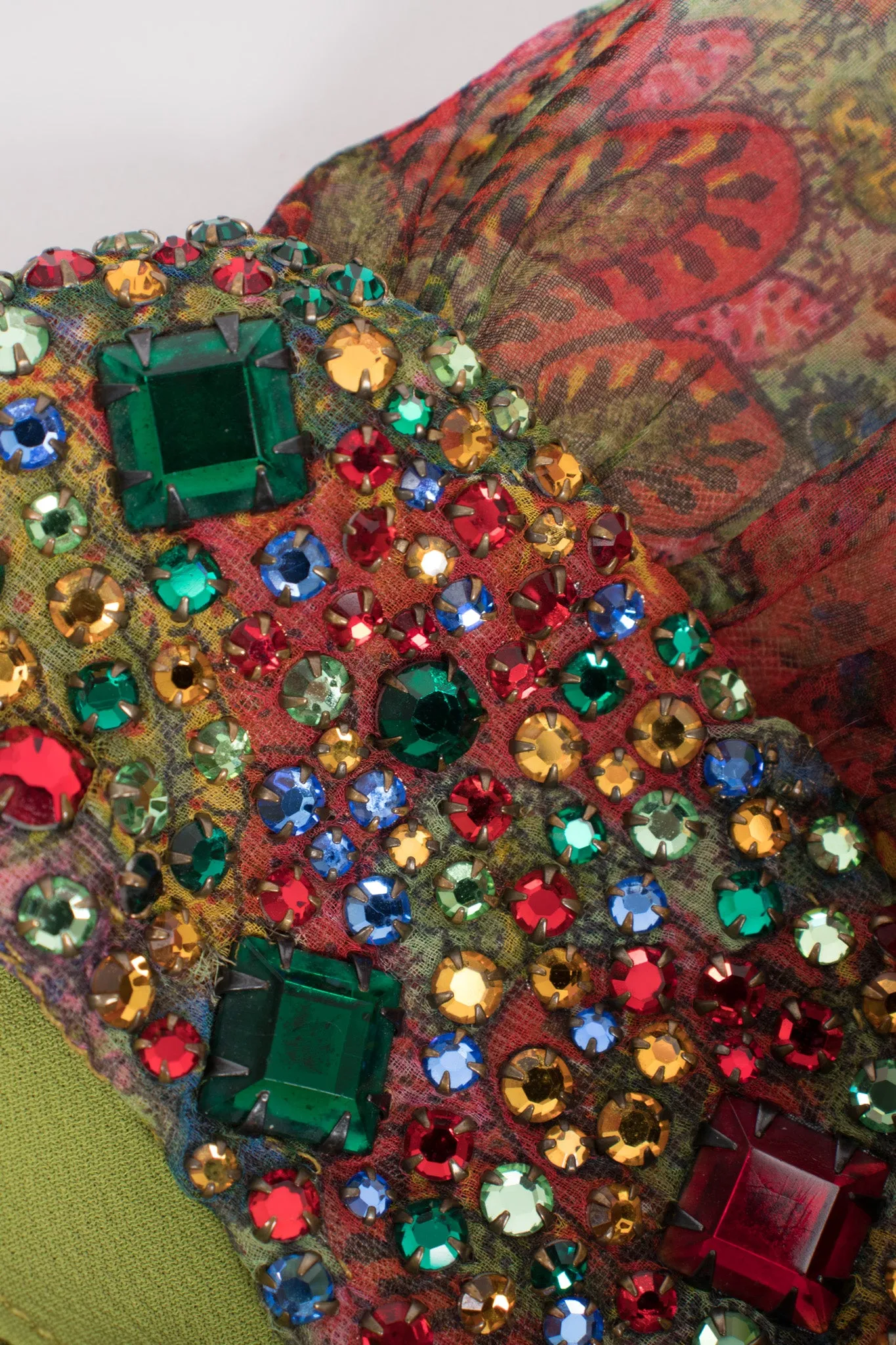 Jeweled Paisley Chiffon Dress