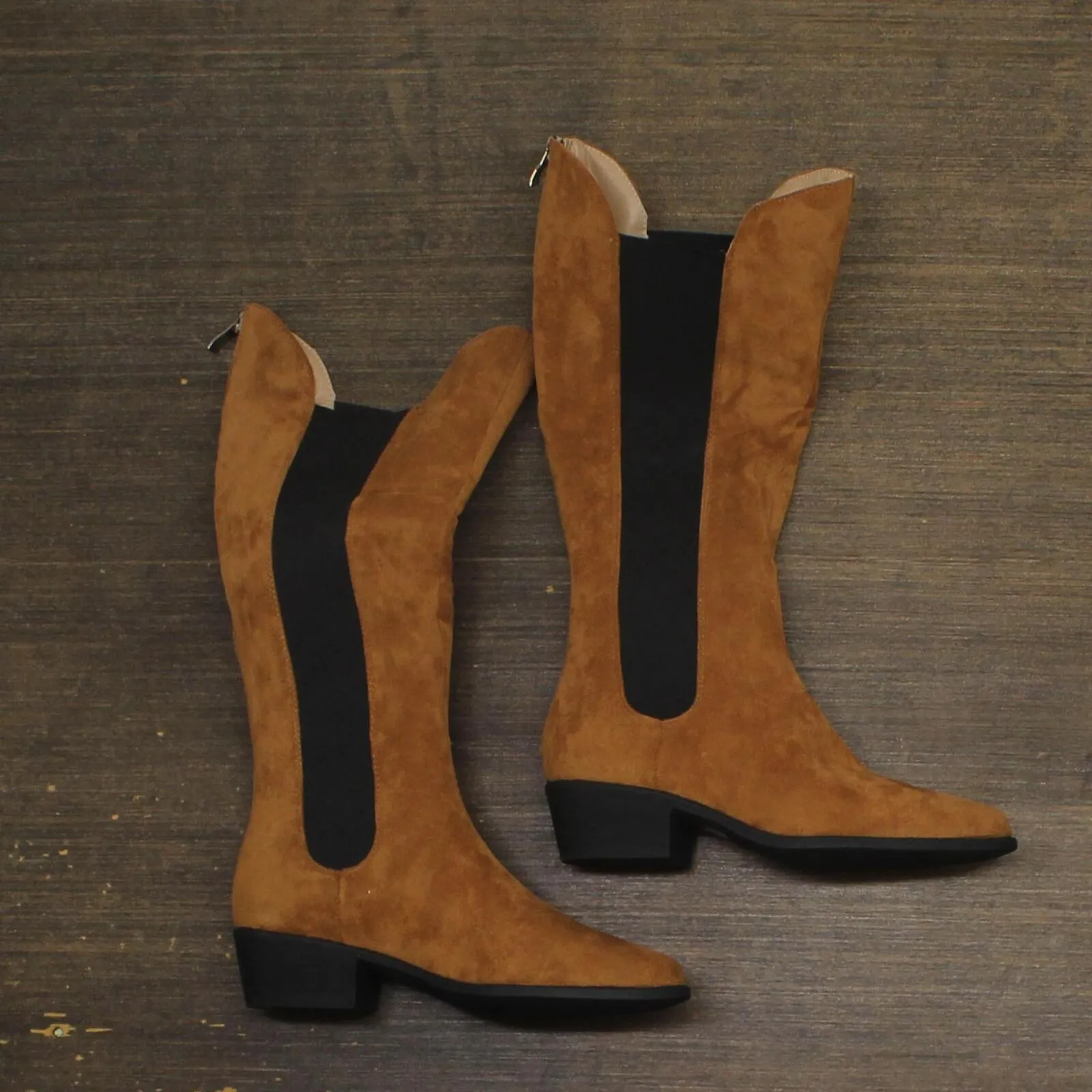 Journee Collection Celesst Comfort Foam Stacked Heel Knee High Boots Cognac 7M