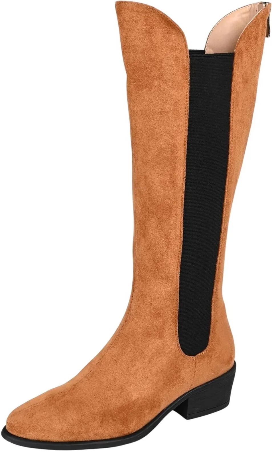 Journee Collection Celesst Comfort Foam Stacked Heel Knee High Boots Cognac 7M