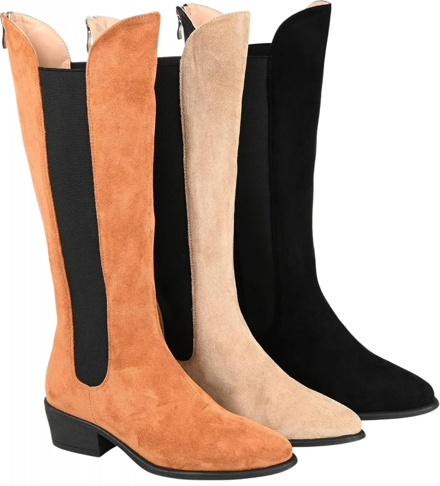 Journee Collection Celesst Comfort Foam Stacked Heel Knee High Boots Cognac 7M