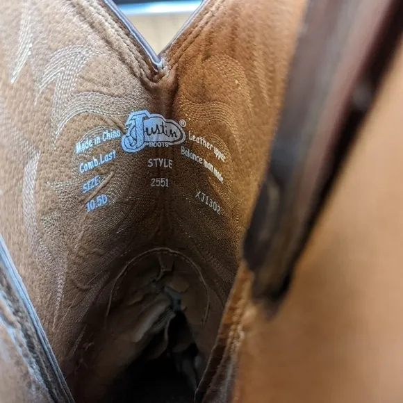 Justin Men's Stampede Sorrell Appache Huck Brown Boots 2551 Size 10.5D.  B100pm