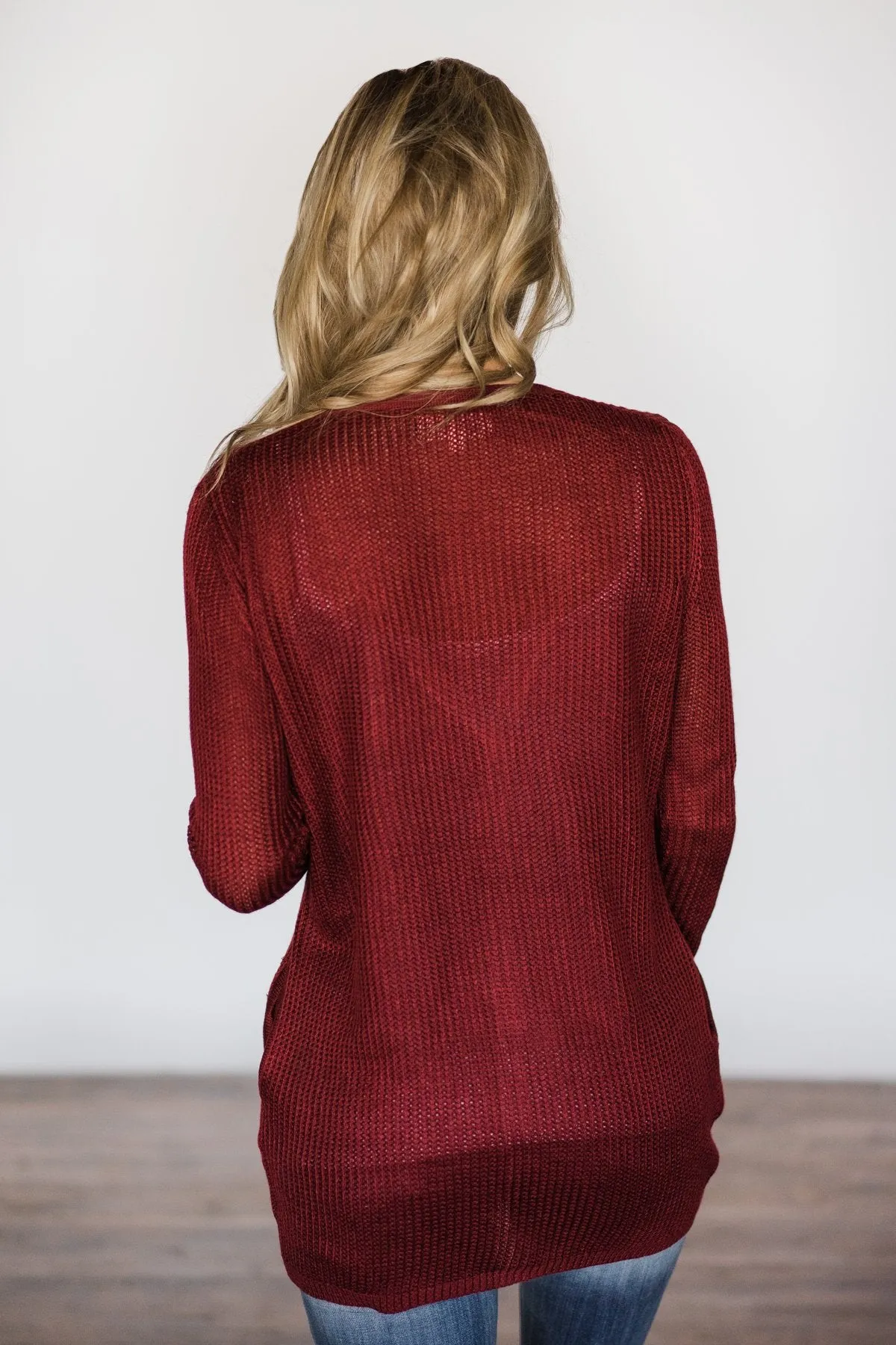 Lightweight Red Knit Cardigan