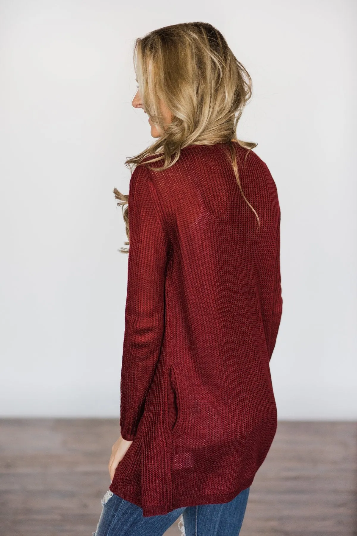 Lightweight Red Knit Cardigan