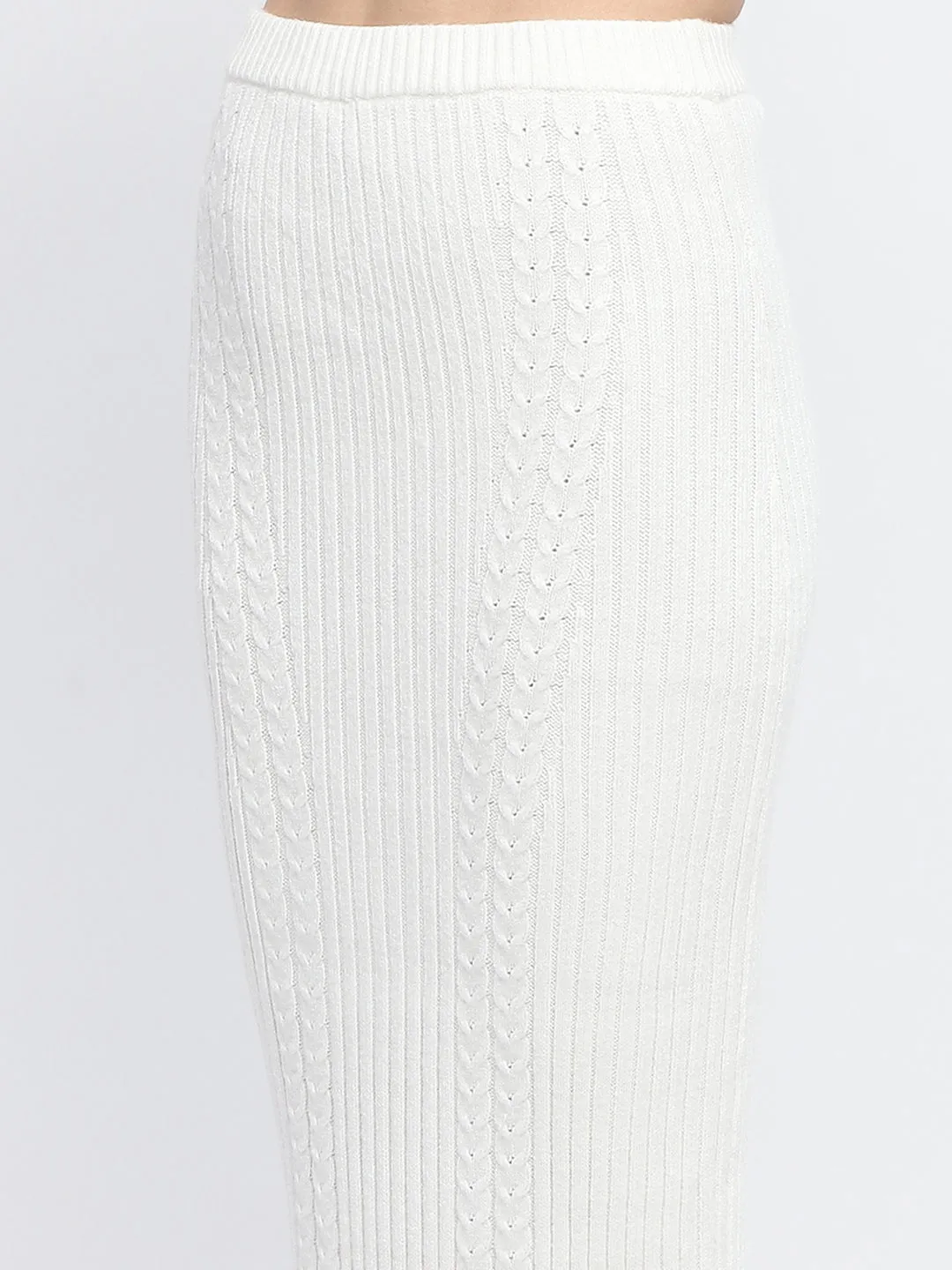 Madame Full Sleeve Top and Maxi Skirt Off White Co-ord Set