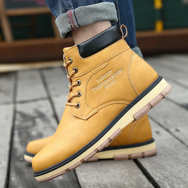 Men's High Quality PU Leather Winter/Autumn Boots -Black,Blue,Brown,Yellow