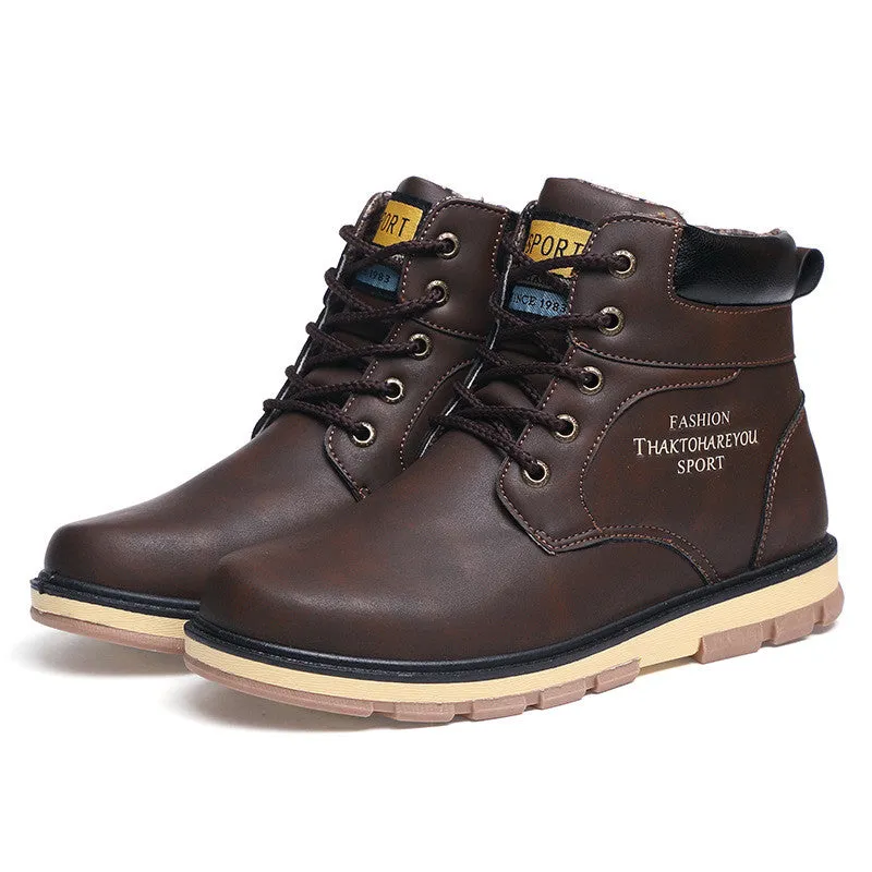 Men's High Quality PU Leather Winter/Autumn Boots -Black,Blue,Brown,Yellow