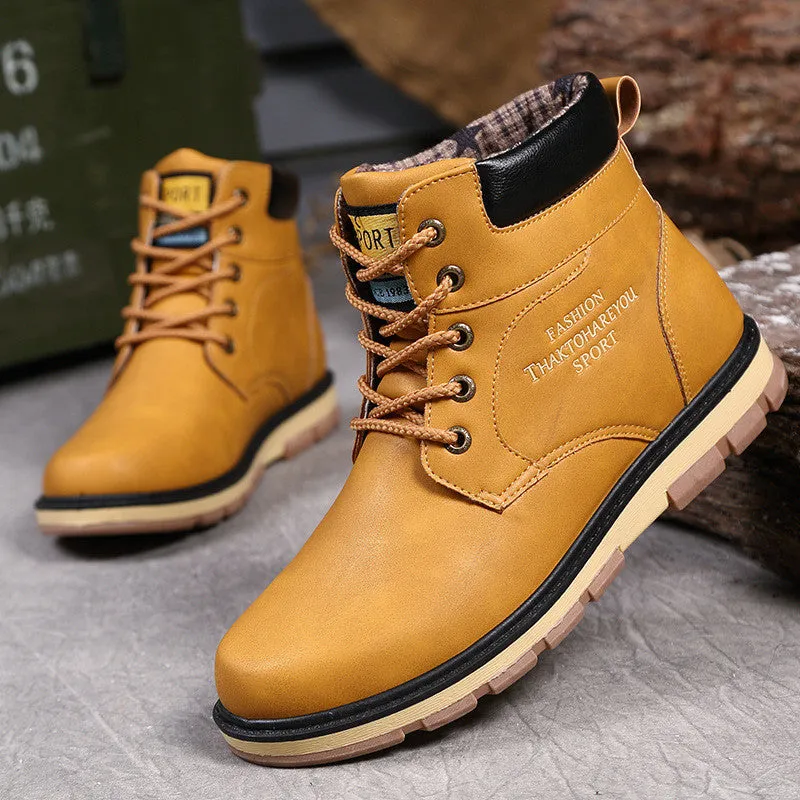 Men's High Quality PU Leather Winter/Autumn Boots -Black,Blue,Brown,Yellow