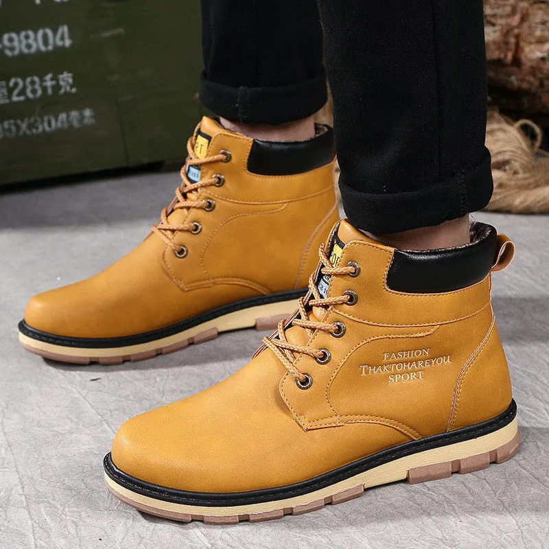 Men's High Quality PU Leather Winter/Autumn Boots -Black,Blue,Brown,Yellow