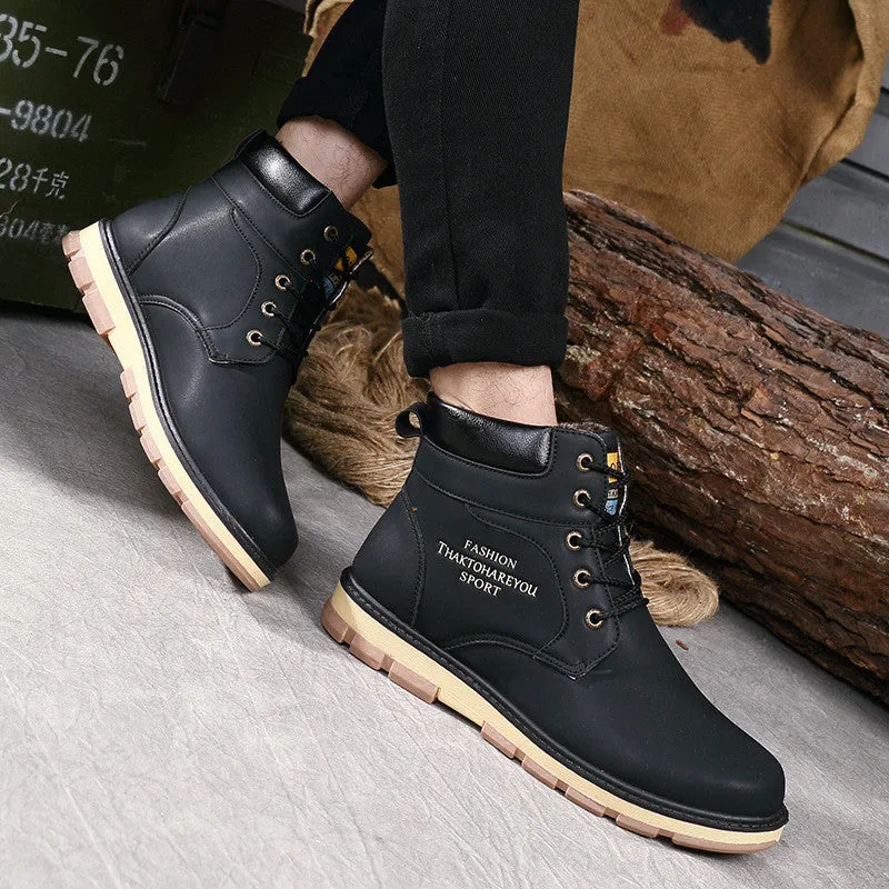 Men's High Quality PU Leather Winter/Autumn Boots -Black,Blue,Brown,Yellow
