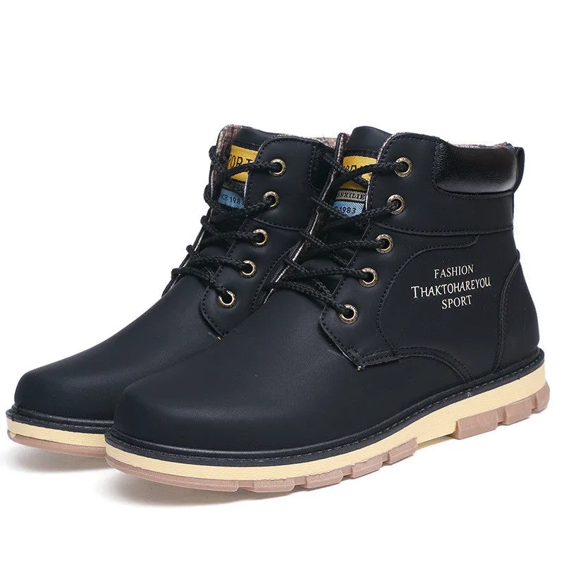 Men's High Quality PU Leather Winter/Autumn Boots -Black,Blue,Brown,Yellow