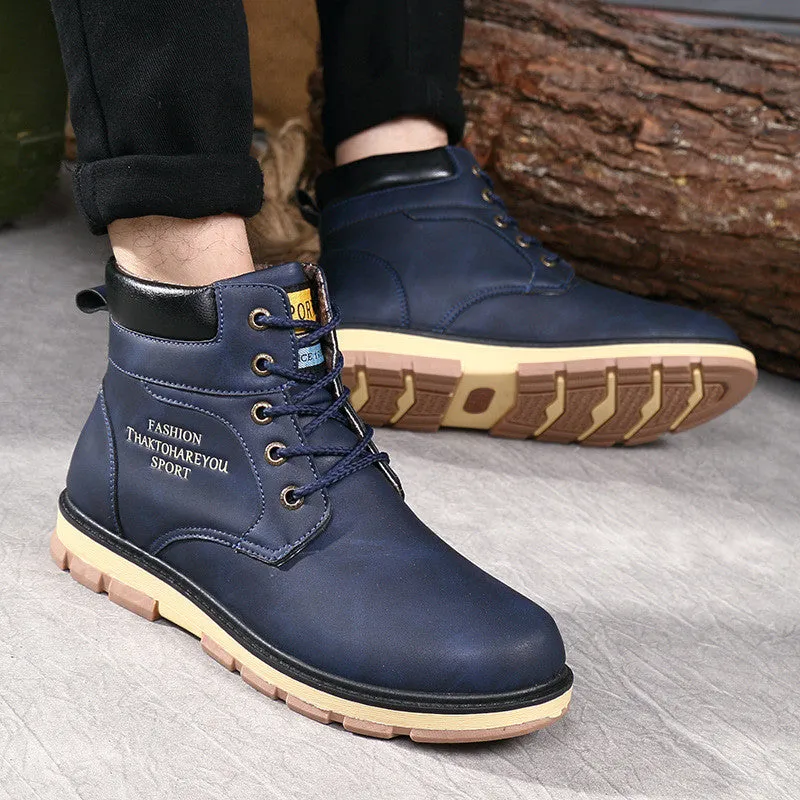 Men's High Quality PU Leather Winter/Autumn Boots -Black,Blue,Brown,Yellow
