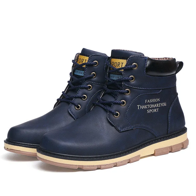 Men's High Quality PU Leather Winter/Autumn Boots -Black,Blue,Brown,Yellow