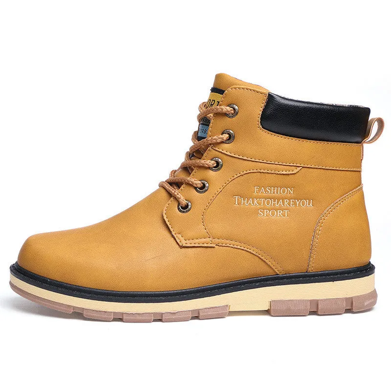 Men's High Quality PU Leather Winter/Autumn Boots -Black,Blue,Brown,Yellow