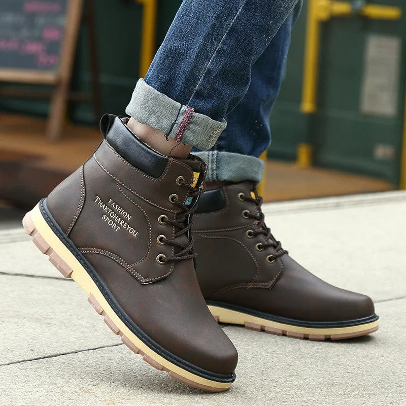 Men's High Quality PU Leather Winter/Autumn Boots -Black,Blue,Brown,Yellow