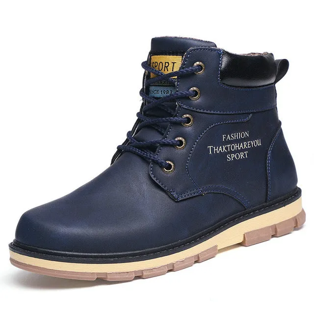 Men's High Quality PU Leather Winter/Autumn Boots -Black,Blue,Brown,Yellow