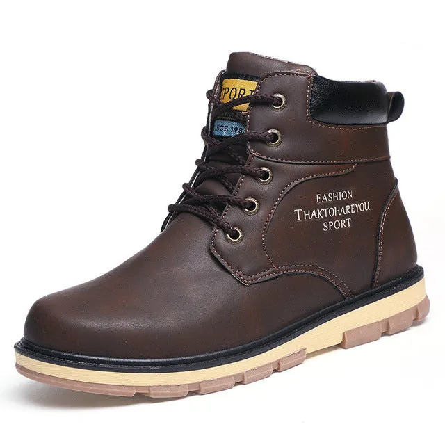 Men's High Quality PU Leather Winter/Autumn Boots -Black,Blue,Brown,Yellow