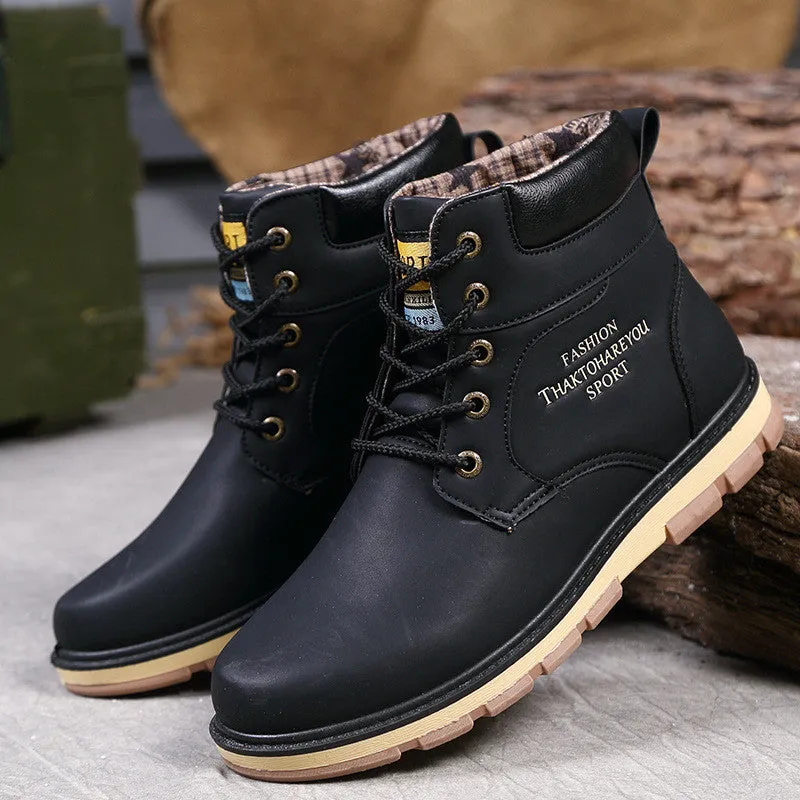 Men's High Quality PU Leather Winter/Autumn Boots -Black,Blue,Brown,Yellow