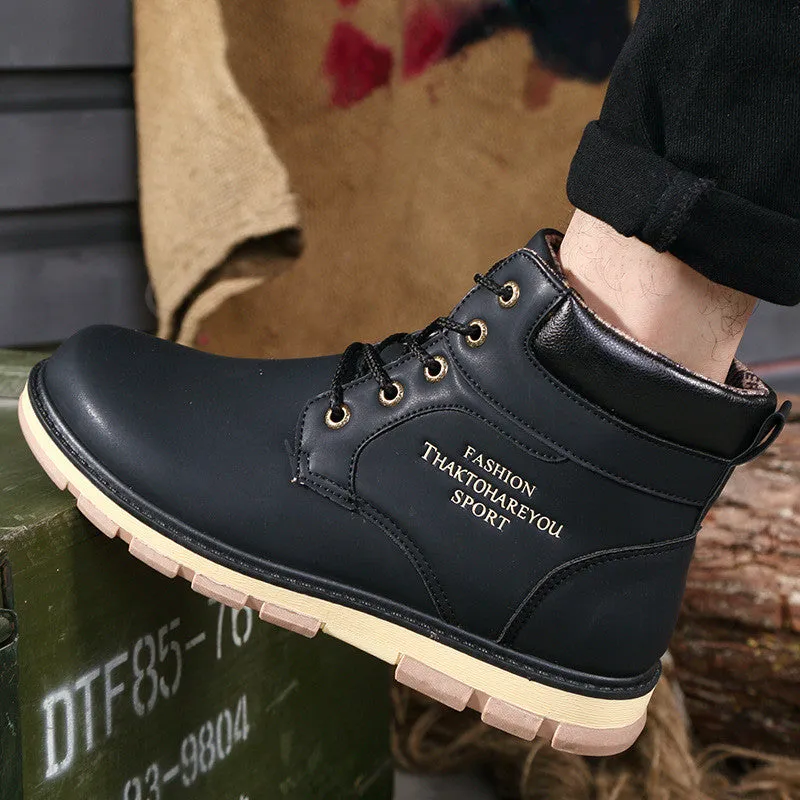 Men's High Quality PU Leather Winter/Autumn Boots -Black,Blue,Brown,Yellow
