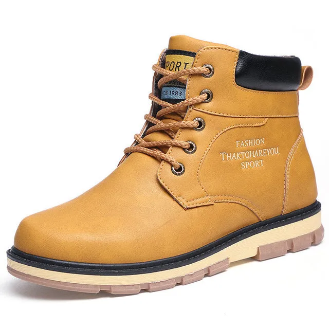 Men's High Quality PU Leather Winter/Autumn Boots -Black,Blue,Brown,Yellow