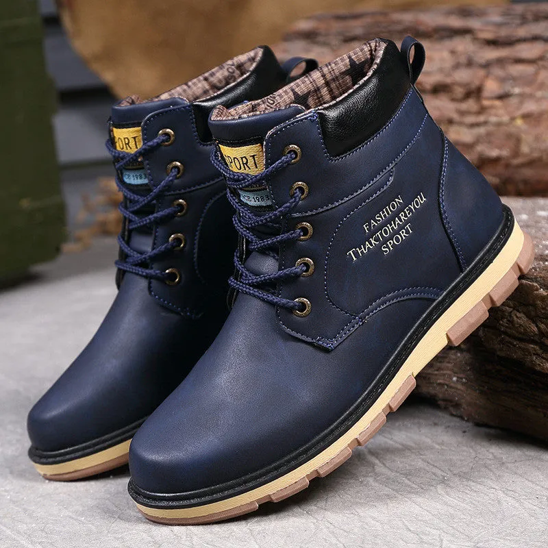 Men's High Quality PU Leather Winter/Autumn Boots -Black,Blue,Brown,Yellow