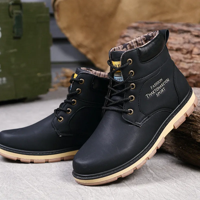 Men's High Quality PU Leather Winter/Autumn Boots -Black,Blue,Brown,Yellow
