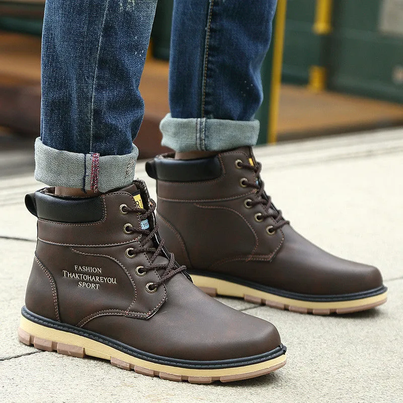 Men's High Quality PU Leather Winter/Autumn Boots -Black,Blue,Brown,Yellow
