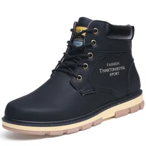 Men's High Quality PU Leather Winter/Autumn Boots -Black,Blue,Brown,Yellow