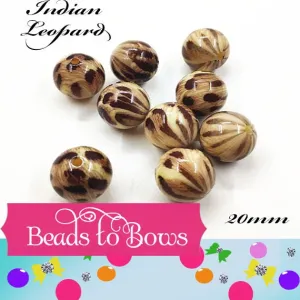 NEW 20mm Leopard Print Bubblegum Beads, Chunky Leopard Beads, Gumball Bead, Bubblegum Necklace Supply Beads, Chunky Bead Supply,
