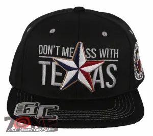 NEW! DON'T MESS WITH TEXAS STAR FLAT BILL SNAPBACK BASEBALL CAP HAT BLACK