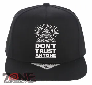 NEW! DON’T TRUST ANYONE ILLUMINATI EYE FLAT BILL BASEBALL CAP HAT BLACK